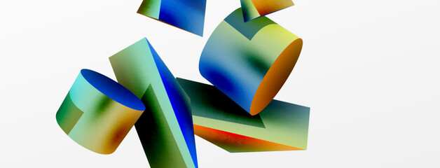 Metallic 3d shape vector geometric background. Trendy techno business template for wallpaper, banner, background or landing