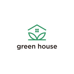 nature leaf home logo design. green house vector template