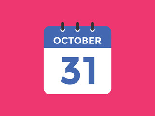 october 31 calendar reminder. 31th october daily calendar icon template. Calendar 31th october icon Design template. Vector illustration
