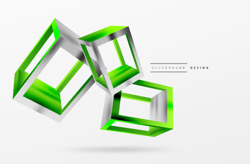 3D cube shapes vector geometric background. Trendy techno business template for wallpaper, banner, background or landing