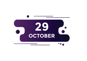 october 29 calendar reminder. 29th october daily calendar icon template. Calendar 29th october icon Design template. Vector illustration
