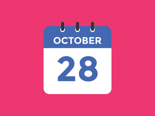 october 28 calendar reminder. 28th october daily calendar icon template. Calendar 28th october icon Design template. Vector illustration
