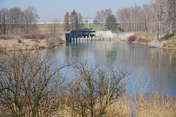 Obraz premium Dam and pond in european Goczalkowice town at Silesian in Poland