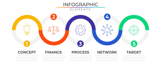 Connect line timeline infographic elements concept design vector with icons. Business workflow network project template for presentation and report.