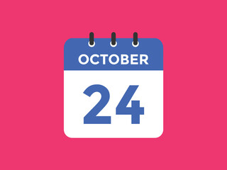 october 24 calendar reminder. 24th october daily calendar icon template. Calendar 24th october icon Design template. Vector illustration
