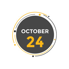 october 24 calendar reminder. 24th october daily calendar icon template. Calendar 24th october icon Design template. Vector illustration
