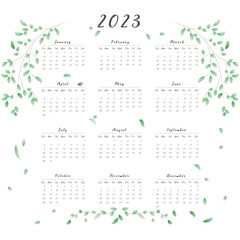 Calendar template for the year 2023.