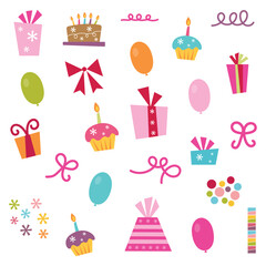 set of birthday icons seamless