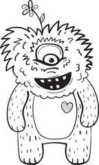Monster with a flower on its head coloring page