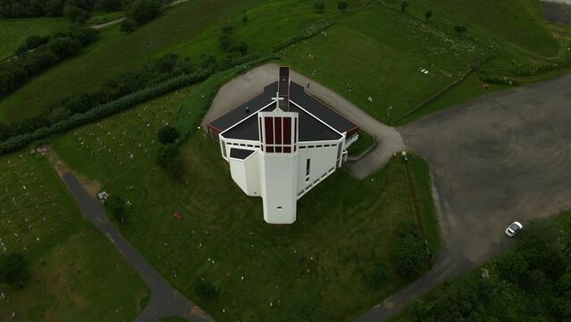 Borge Church in Lofoten Islands, Norway by Drone