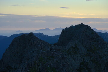 日の出の北穂高岳