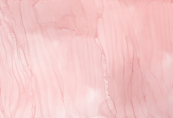 Abstract fluid art painting in alcohol ink technique. Liquid light texture with flows and lines waves. Designed for wall art, card and wedding decoration. Soft background with pastel pink color.