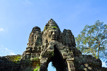 Statue at Angkor Thom on a sunny day, Siem Reap, Cambodia