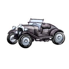 car isolated on white. Children's illustration of a car. Sketch of a car for postcards, posters. Print for children's clothes, children's rooms.