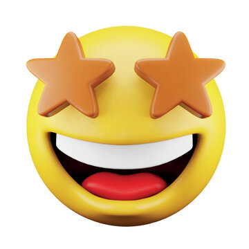 Star struck emoji face 3d rendering isometric icon.