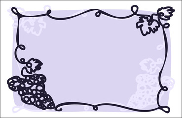 Vintage gold vector grape frame in style line art, great design for any purposes.