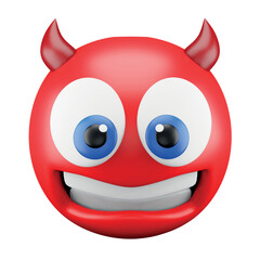 Devil emoji face 3d rendering isometric icon.