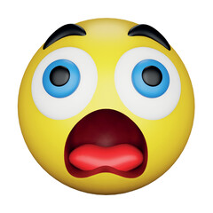 Astonished emoji face 3d rendering isometric icon.