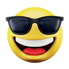 Sunglasses emoji face 3d rendering isometric icon.