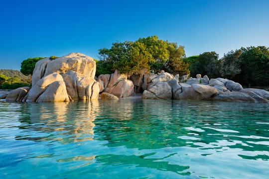 View of famous rock at Santa Giulia beach