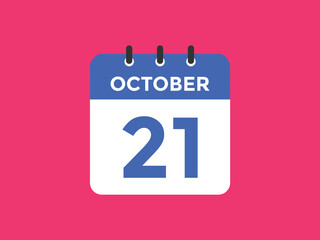 october 21 calendar reminder. 21th october daily calendar icon template. Calendar 21th october icon Design template. Vector illustration
