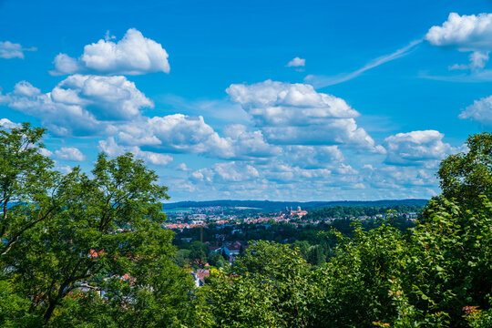 Germany, Weingarten monastery city skyline houses aerial panorama view near ravensburg