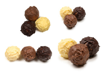 Chocolate truffle isolated on white background.
