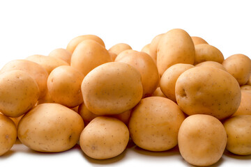 A group of fresh tasty potato isolated on white background.