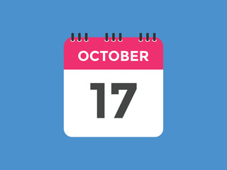 october 17 calendar reminder. 17th october daily calendar icon template. Calendar 17th october icon Design template. Vector illustration
