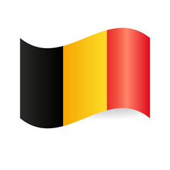 Flag of Belgium. Belgian flag. Waving flag of Belgium. National flag for country of Belgium isolated on white background.