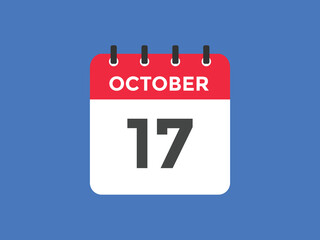 october 17 calendar reminder. 17th october daily calendar icon template. Calendar 17th october icon Design template. Vector illustration
