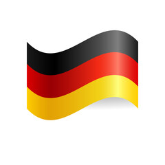 German waving flag. Germany flag in the wind. Waving flag of Germany on a white background.