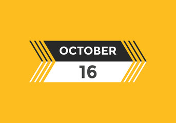 october 16 calendar reminder. 16th october daily calendar icon template. Calendar 16th october icon Design template. Vector illustration