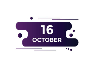 october 16 calendar reminder. 16th october daily calendar icon template. Calendar 16th october icon Design template. Vector illustration