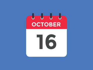 october 16 calendar reminder. 16th october daily calendar icon template. Calendar 16th october icon Design template. Vector illustration