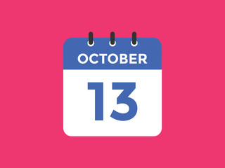 october 13 calendar reminder. 13th october daily calendar icon template. Calendar 13th october icon Design template. Vector illustration
