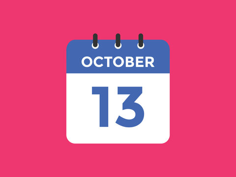 october 13 calendar reminder. 13th october daily calendar icon template. Calendar 13th october icon Design template. Vector illustration
