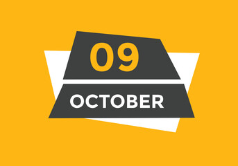 october 9 calendar reminder. 9th october daily calendar icon template. Calendar 9th october icon Design template. Vector illustration
