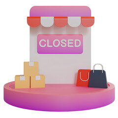 closed shop illustration 3d