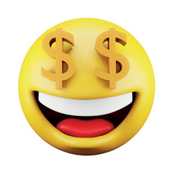 Dollar emoji face 3d rendering isometric icon.