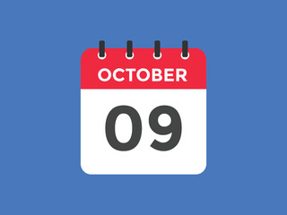 october 9 calendar reminder. 9th october daily calendar icon template. Calendar 9th october icon Design template. Vector illustration
