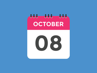 october 8 calendar reminder. 8th october daily calendar icon template. Calendar 8th october icon Design template. Vector illustration
