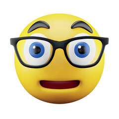 Nerd emoji face 3d rendering isometric icon.