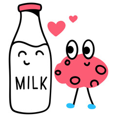 A cute hand drawn flat sticker of best friendship