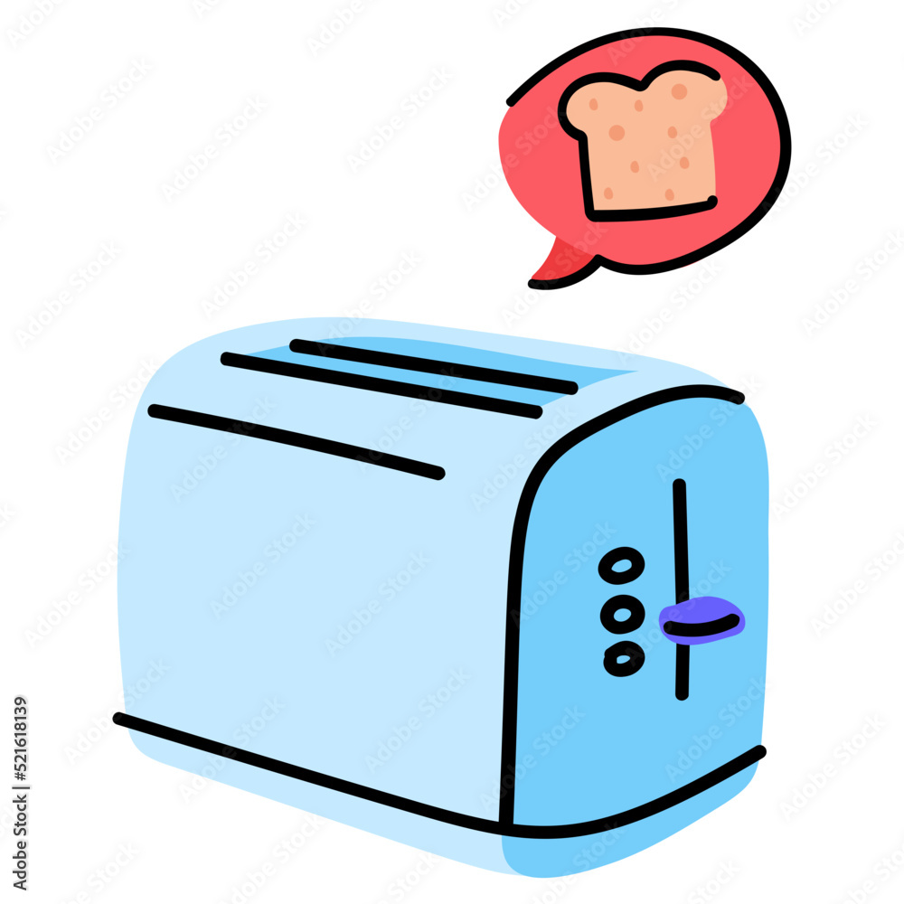 Poster Modern hand drawn sticker of toaster 