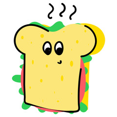 Visually appealing sticker of sandwich