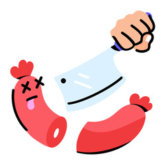 Premium doodle sticker of chopped sausage