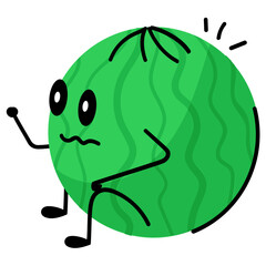 Premium hand drawn sticker of watermelon