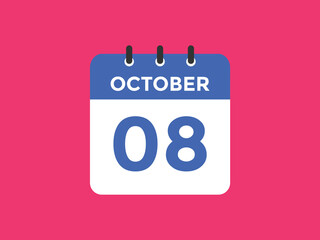 october 8 calendar reminder. 8th october daily calendar icon template. Calendar 8th october icon Design template. Vector illustration
