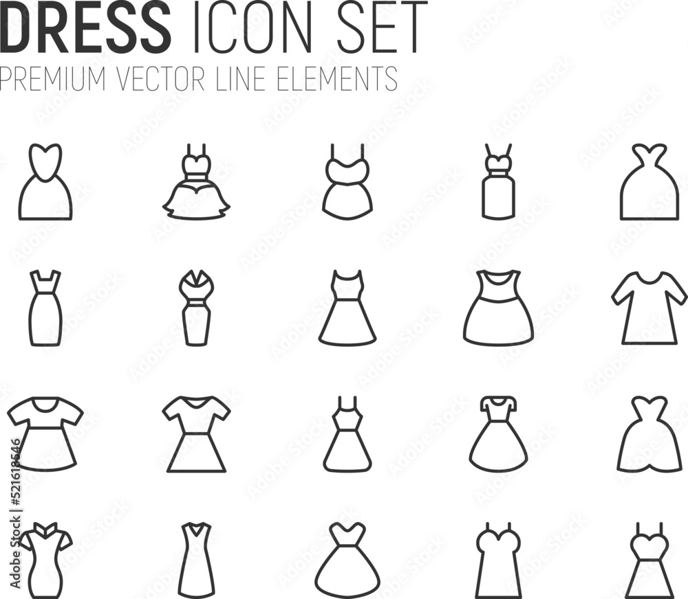 Canvas Prints simple line set of dress icons.